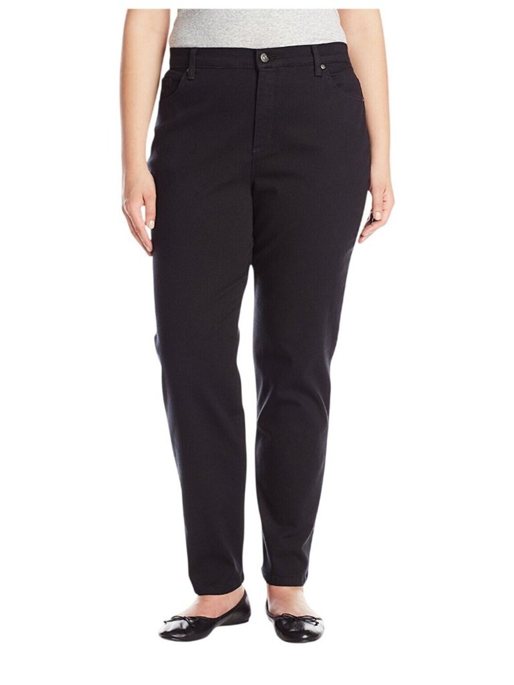 NWT Gloria Vanderbilt Fit High-Rise Tapered Jeans Short Inseam Black 18W Short